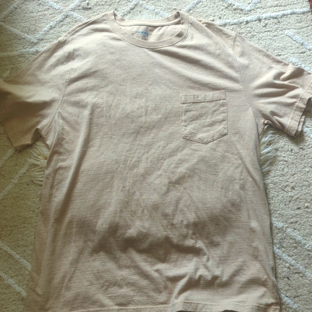 Harbor Bay Basic Tan Short Sleeve Cotton T Shirt 1XL